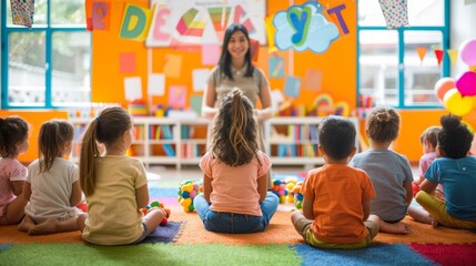 English teacher woman taking her class to an experiential learning journey An experiential lesson in English.