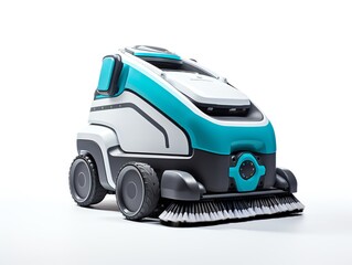 Cleaning machine robot on solid white background, single object