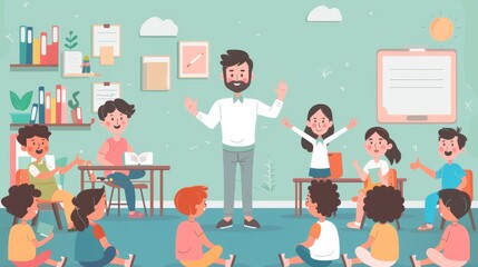 teacher is teaching with positive energy.