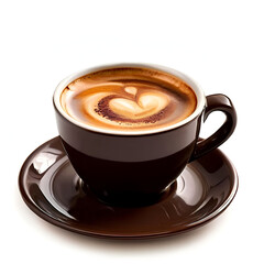 Obraz premium A classic coffee cup filled with aromatic coffee, showcasing steam rising from the dark brew against a plain background.