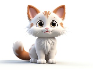 Obraz premium Cute kitten on solid white background, single object