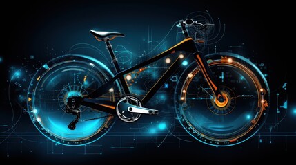 Fototapeta premium Futuristic modern technology bicycle abstract background