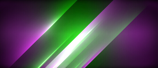 Obraz premium Neon dynamic diagonal light rays background. Techno digital geometric concept design for wallpaper, banner, presentation, background