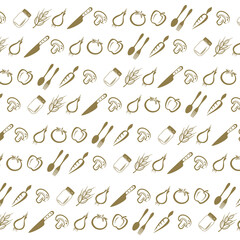 Seamless background pattern of organic farm fresh fruits and vegetables.