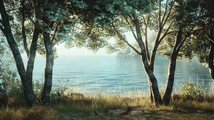 Trees near a body of water