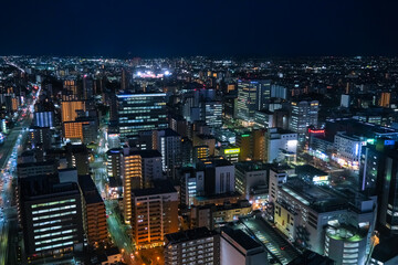 宮城県仙台市 AERビル、展望テラスから見る仙台の夜景