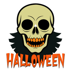  Happy Halloween! Halloween with Skull for T-shirt Design. Spooky Halloween Illustration. 