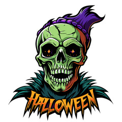  Happy Halloween! Halloween with Skull for T-shirt Design. Spooky Halloween Illustration. 