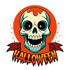  Happy Halloween! Halloween with Skull for T-shirt Design. Spooky Halloween Illustration. 