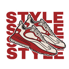 Sneaker shoes . Concept. Flat design. Vector illustration. Sneakers in flat style. Sneakers side view. Fashion sneakers.	