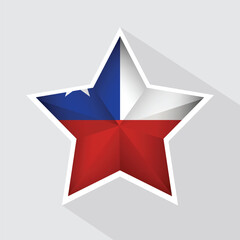 Chile Flag Star Shape Icon