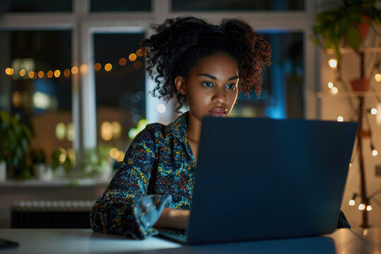 Woman working on a project in a cozy room