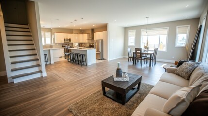 Fototapeta premium A new home with a modern interior design, featuring clean lines