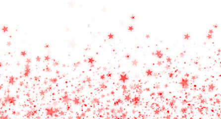 red stars confetti on a transparent background 