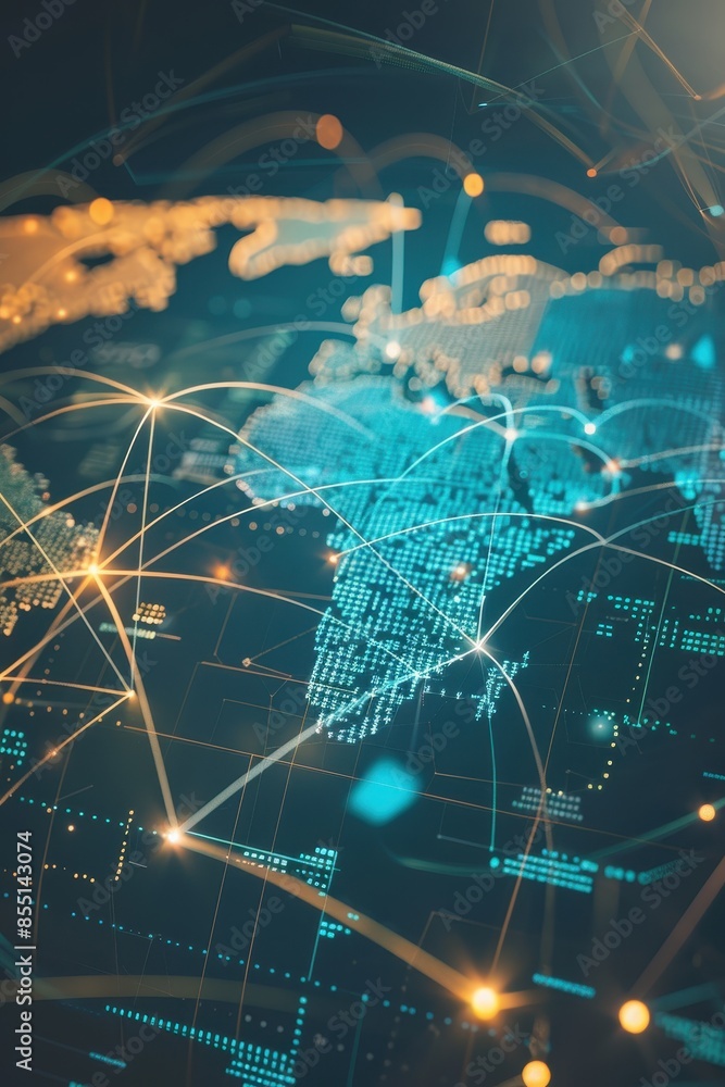 Poster global network, abstract data background