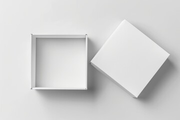 Open blank white box on a white background