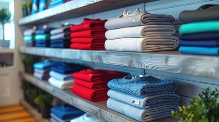 A modern children's boutique with a fashionable collection of clothing and accessories, offering a varied and colorful selection.