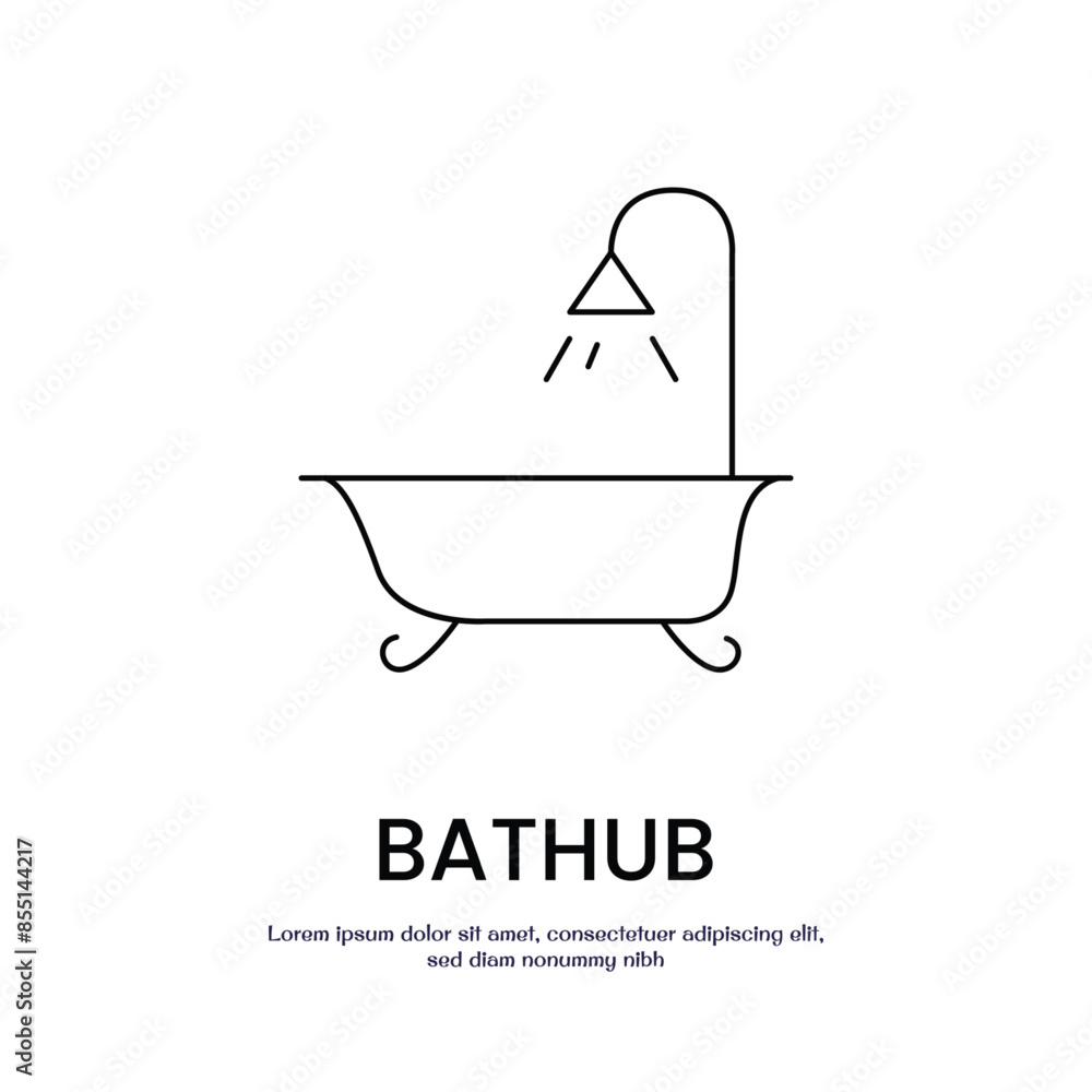 Poster bathtub break thin outline icon vector design good for web or mobile app