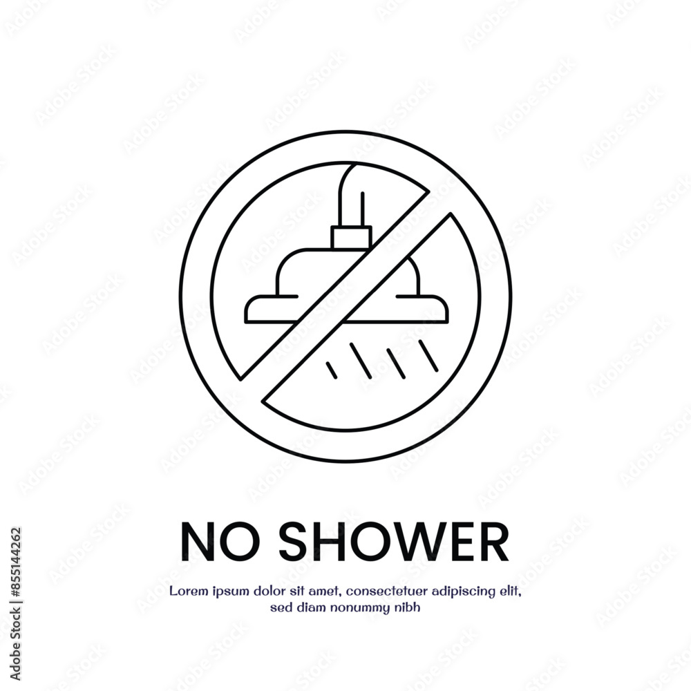 Poster no shower thin outline icon vector design good for web or mobile app