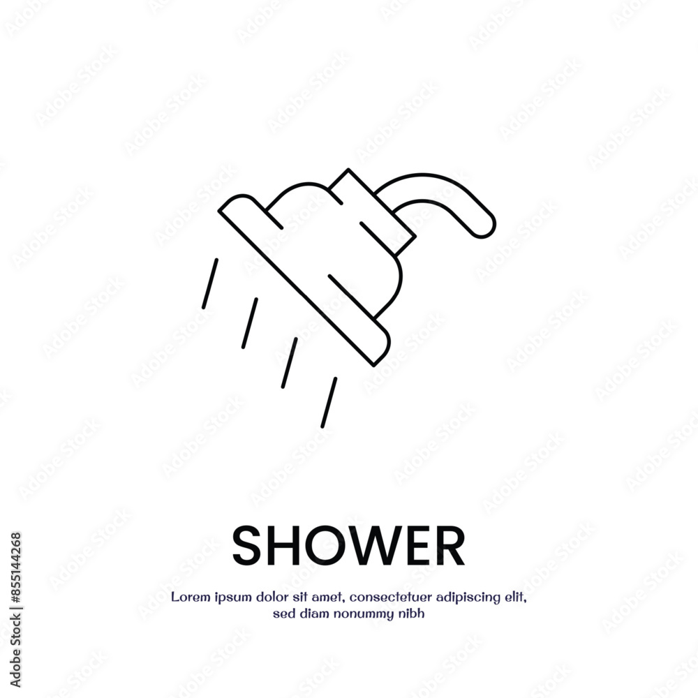Poster shower thin outline icon vector design good for web or mobile app
