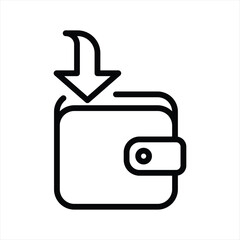 Deposit wallet money simple line icon
