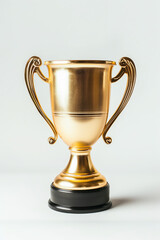 Gold trophy cup isolated on a white background. Created with Generative AI technology.