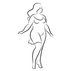Silhouette figure of a slender woman. The girl is standing. The lady is full of beauty and sexuality. girl is overweight vector illustration