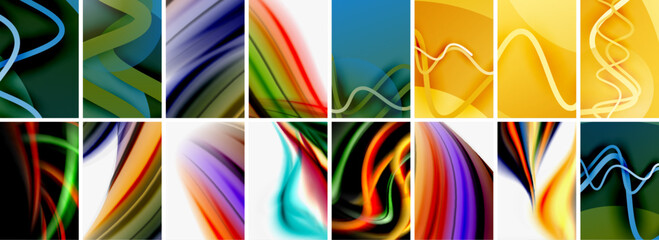 Collection of abstract background with waves, colorful shapes and 3d shadow effect. Vector Illustration For Wallpaper, Banner, Background, Card, Book Illustration, landing page