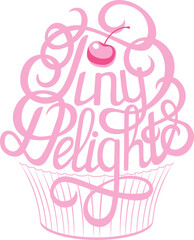 Vector lettering shaped as a cupcake Tiny Delights