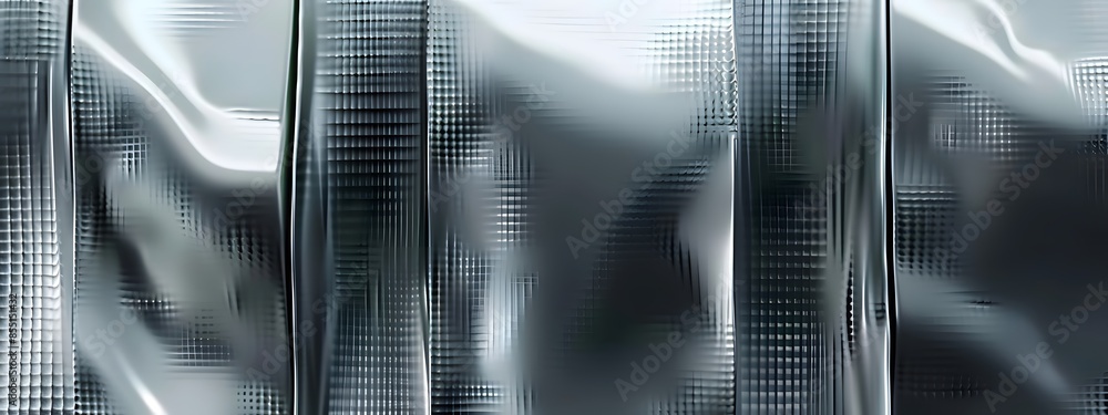 Sticker monochrome abstract 3d background with metallic textures and smooth surfaces, futuristic design