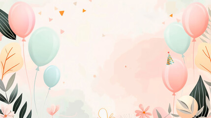 Baby Shower announcement card with balloons, gifts and cupcakes. Perfect for a baby girl or boy.