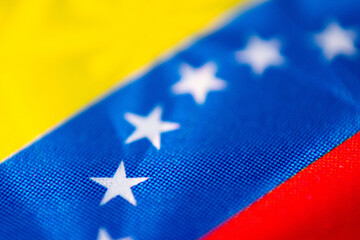 Close up high angle view of Venezuela country flag 