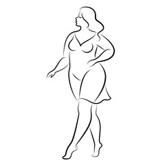 Silhouette figure of a slender woman. The girl is standing. The lady is full of beauty and sexuality. girl is overweight vector illustration
