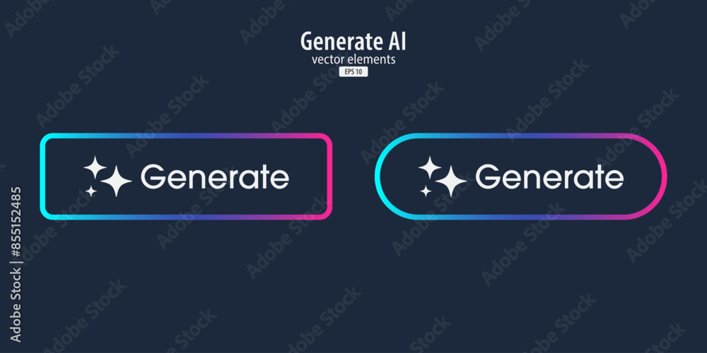 Aufkleber Generative AI button. Artificial intelligence and Machine learning technology concept. AI enters by command prompt to generate ideas. Chat with AI. UI UX design, Vector illustration.