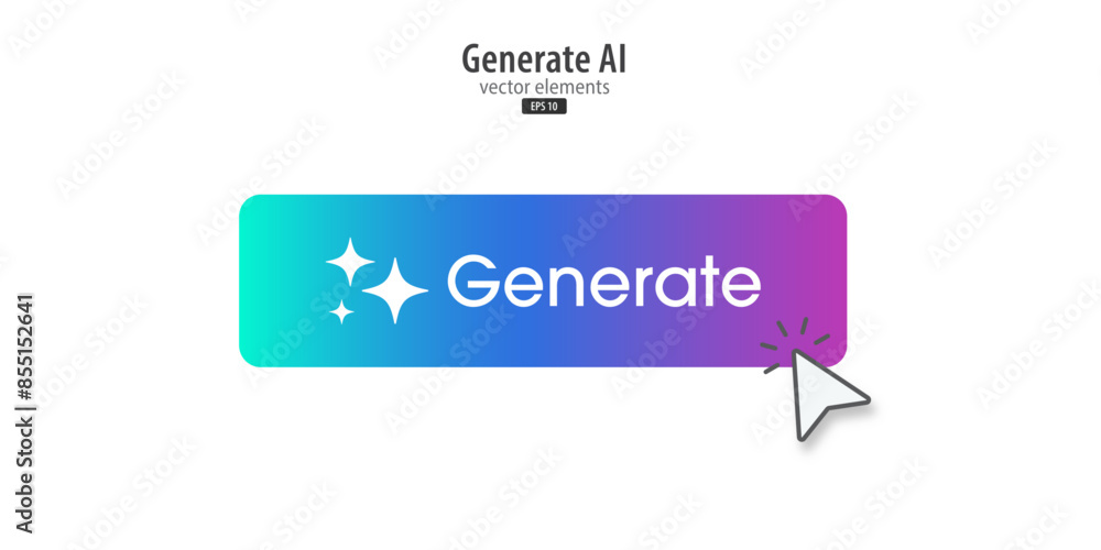 Aufkleber Generative AI square button. Artificial intelligence and Machine learning technology concept. AI enters by command prompt to generate ideas. Chat with AI. UI UX design, Vector illustration.