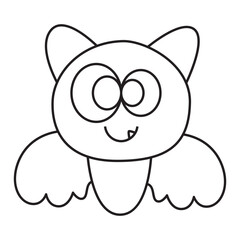 bat cartoon halloween line icon.