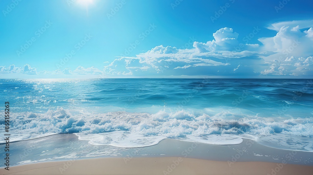 Poster a calming ocean view wallpaper that includes a tide timetable and a weather widget, perfectly blendi