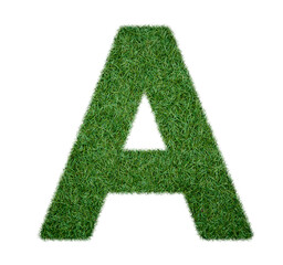 Alphabet letter A grass texture isolated on a transparent background, cut-out background, eco-text effect