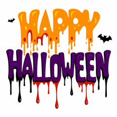 Happy Halloween typography with dripping effect for t-shirt, banner, and poster design 