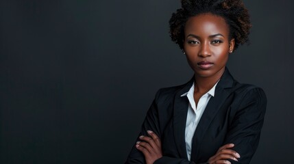 An African American Businesswoman With Hands Folded, Isolated, Exuding Strength And Determination