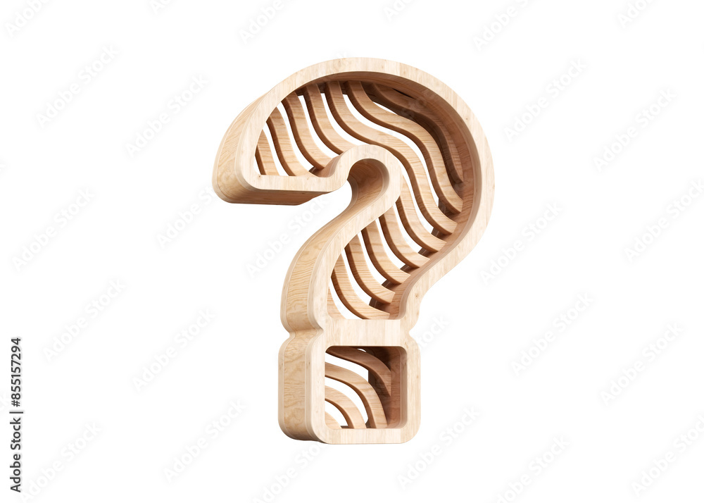 Poster wooden font question mark character with wavy line pattern. great for headlines, posters, web ads or