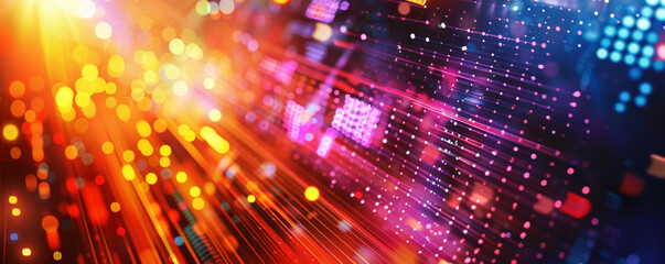 Fototapeta premium Bright background with a bold, colorful digital grid.