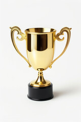 Fototapeta premium Gold trophy cup isolated on a white background. Created with Generative AI technology.