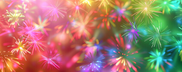 Fototapeta premium Bright background with colorful, vibrant fireworks.