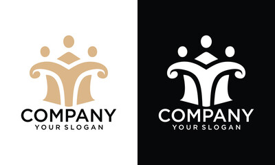 abstract logo unity in diversity and togetherness of social people. Social team logo icon. Social diversity, team work
