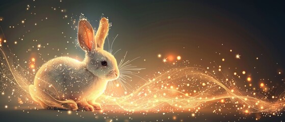 A charming rabbit, its form outlined in soft, twinkling lines of enchantment.