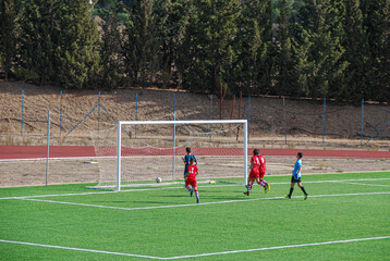 Children playing soccer