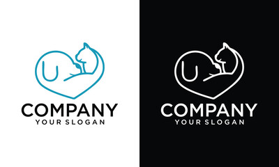 Line Of Head Pet Logo Design. Line Of Head Pet Logo Template. Modern Design. Flat Logo. Vector Illustration
