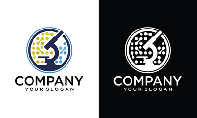 Microscope logo template, Science logo design vector