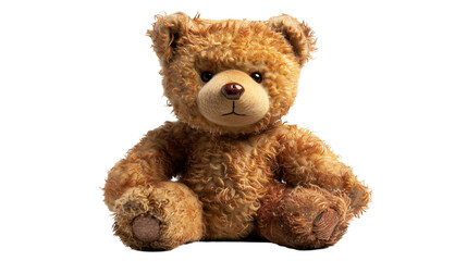 Obraz premium Timeless Teddy Bear Doll - Adorable Classic Plush Toy Isolated on White Background